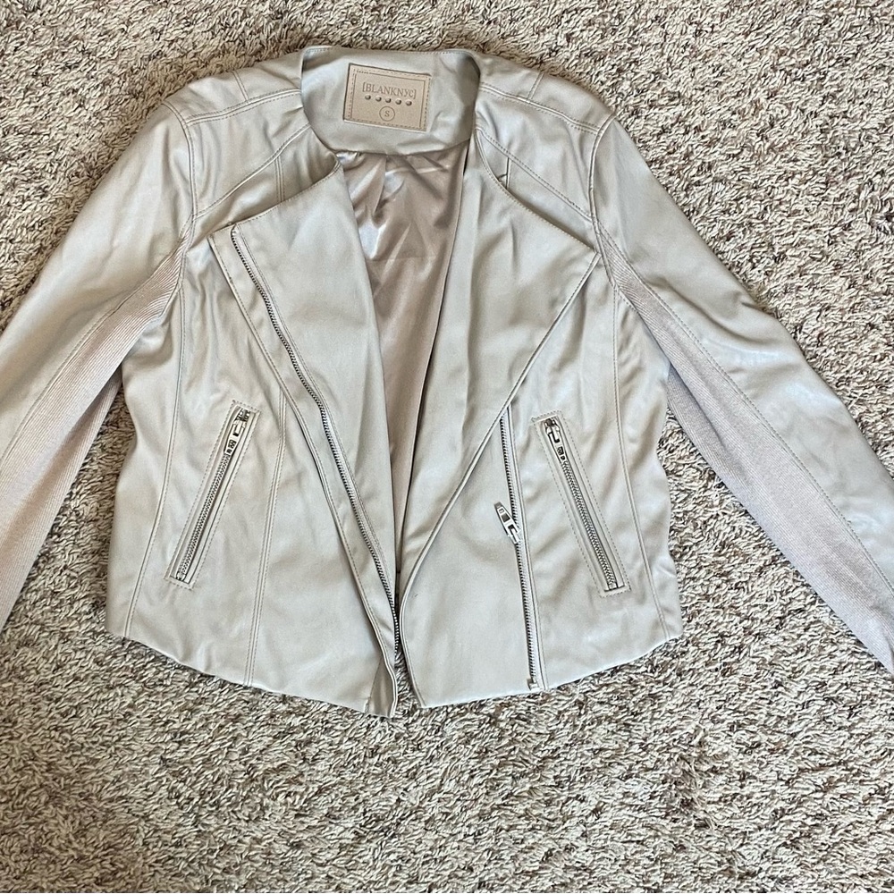 Blank NYC Women's Cream Leather Jacket